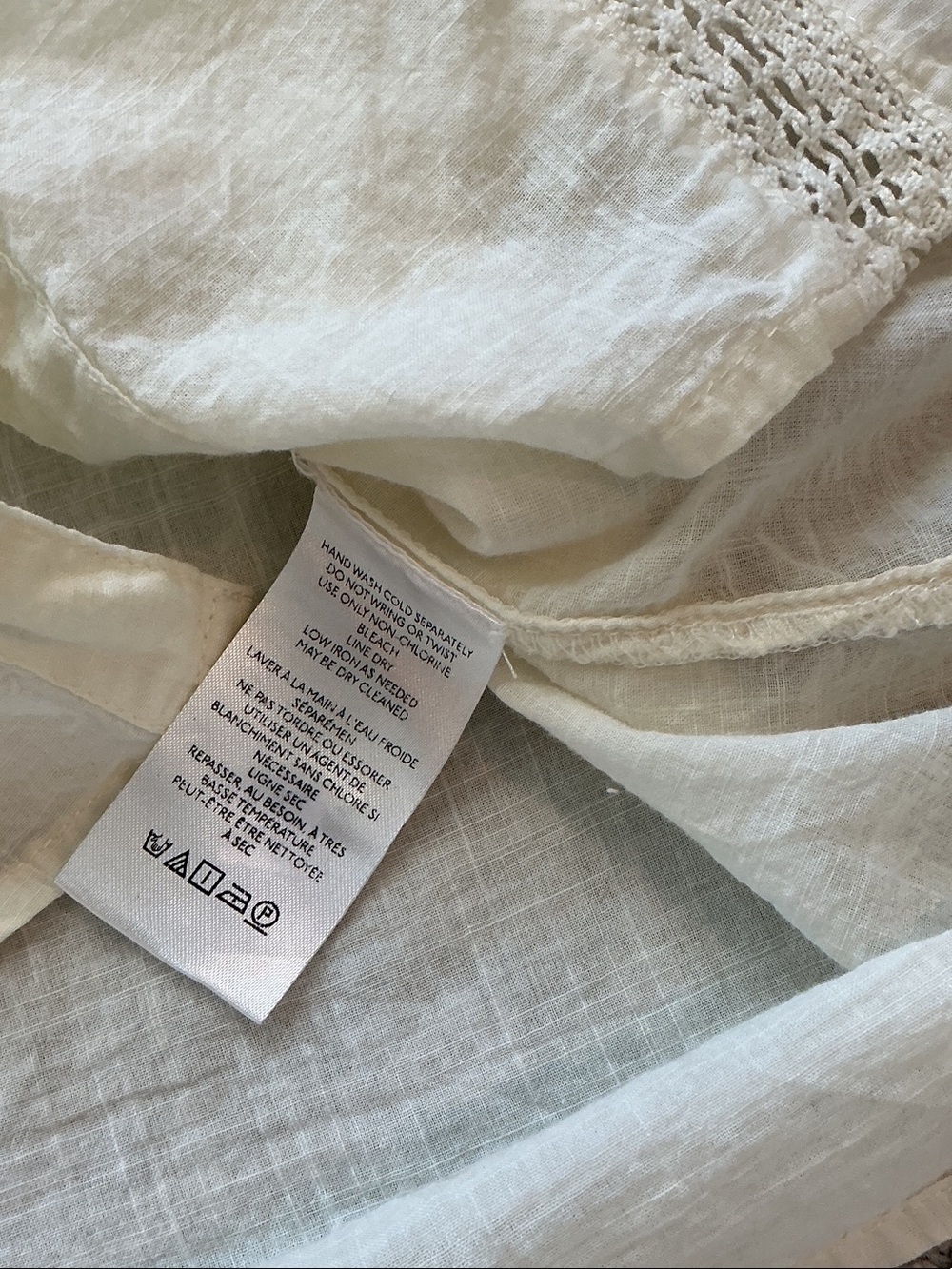 Anthropologie Eyelet Button-Front Short Sleeve Shirt ~ Cream - Picture 6 of 9